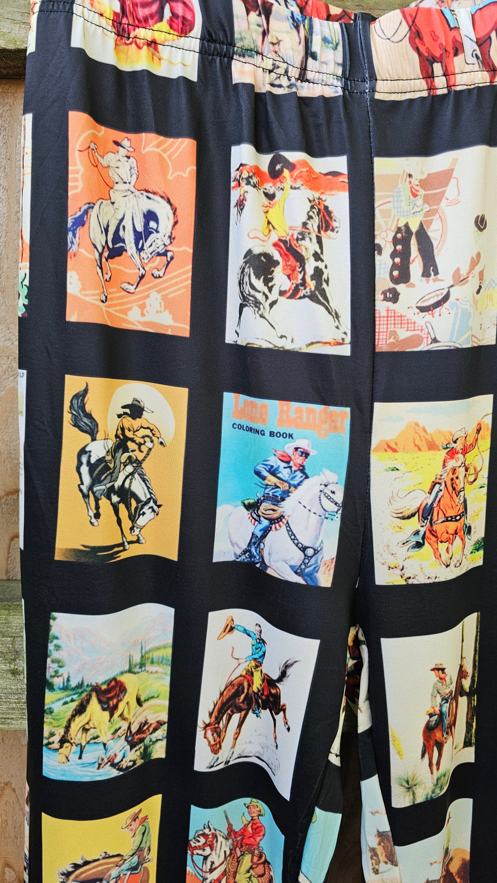 Baha Ranch Vintage Cowboy Collage Western Flare Pants