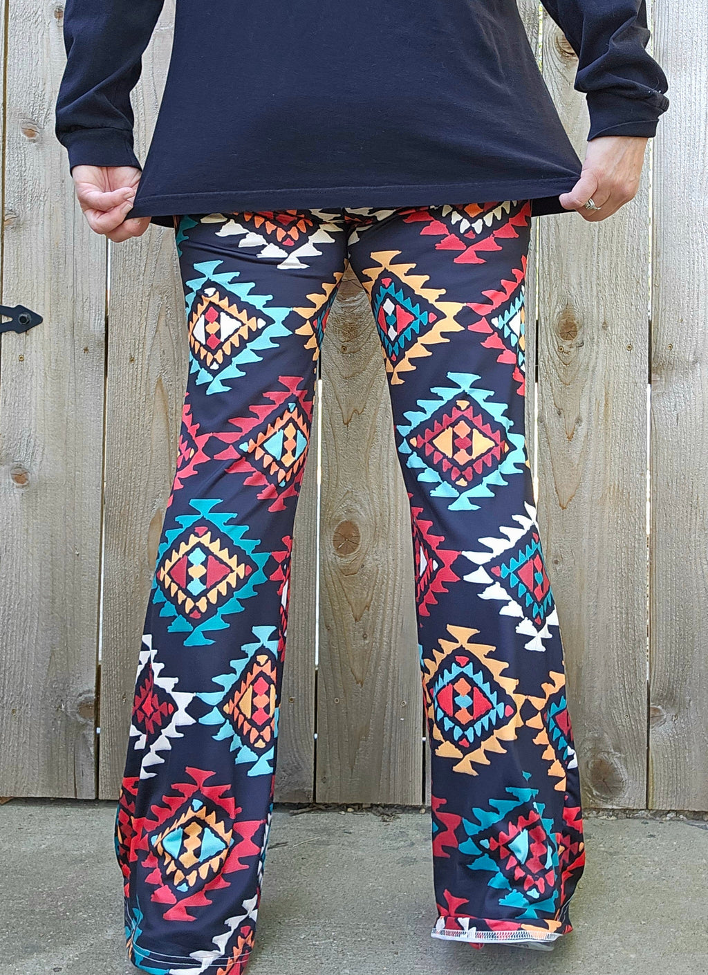Baha Ranch Colorful Aztec Flare Pants