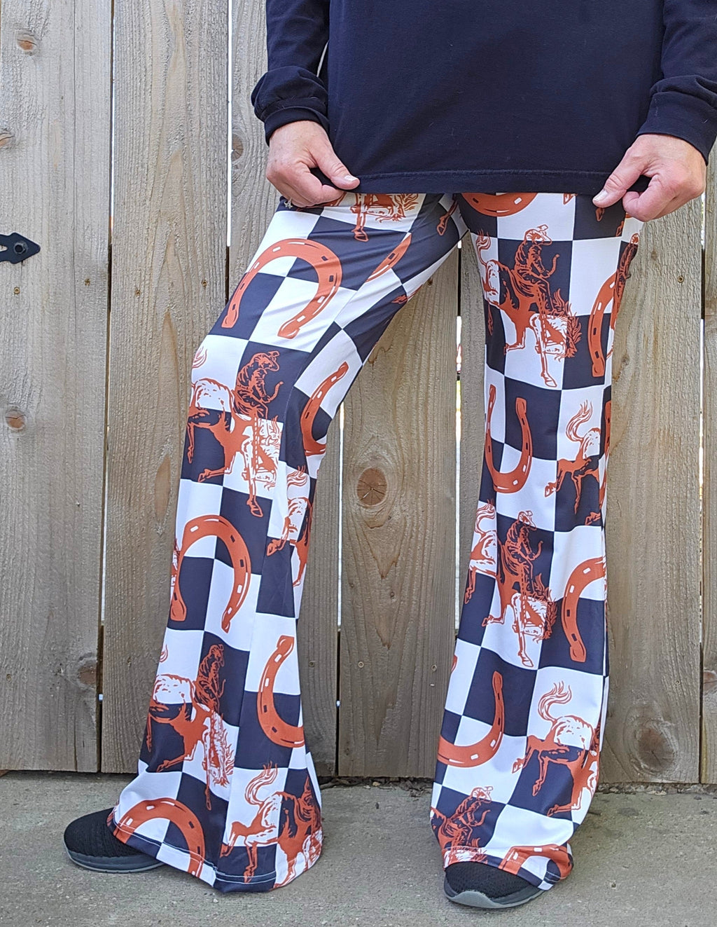 Baha Ranch Checkered Rodeo Flare Pants