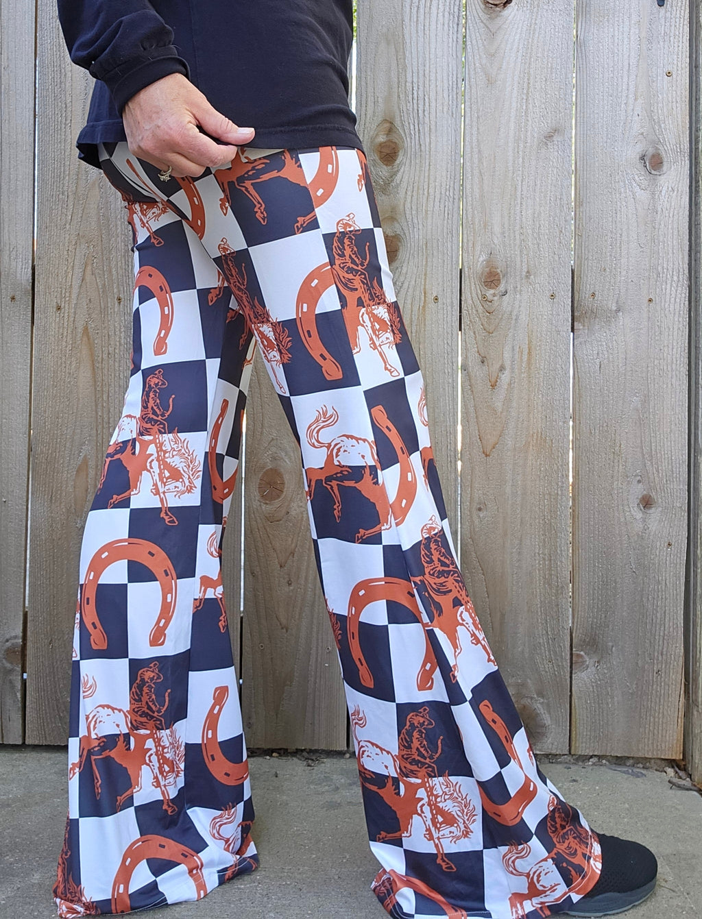 Baha Ranch Checkered Rodeo Flare Pants