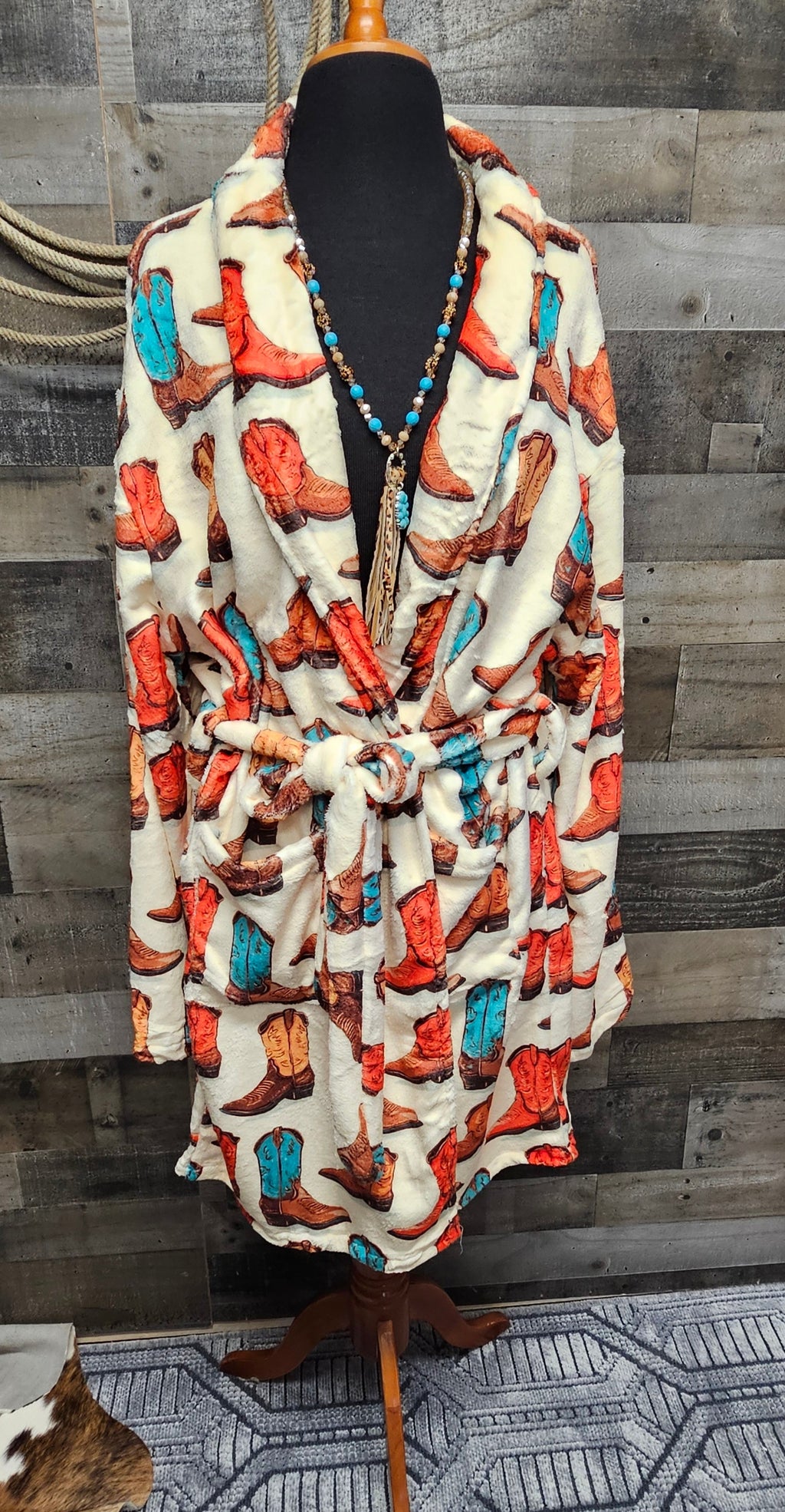 Baha Ranch Got My Boots Western Bath Robe