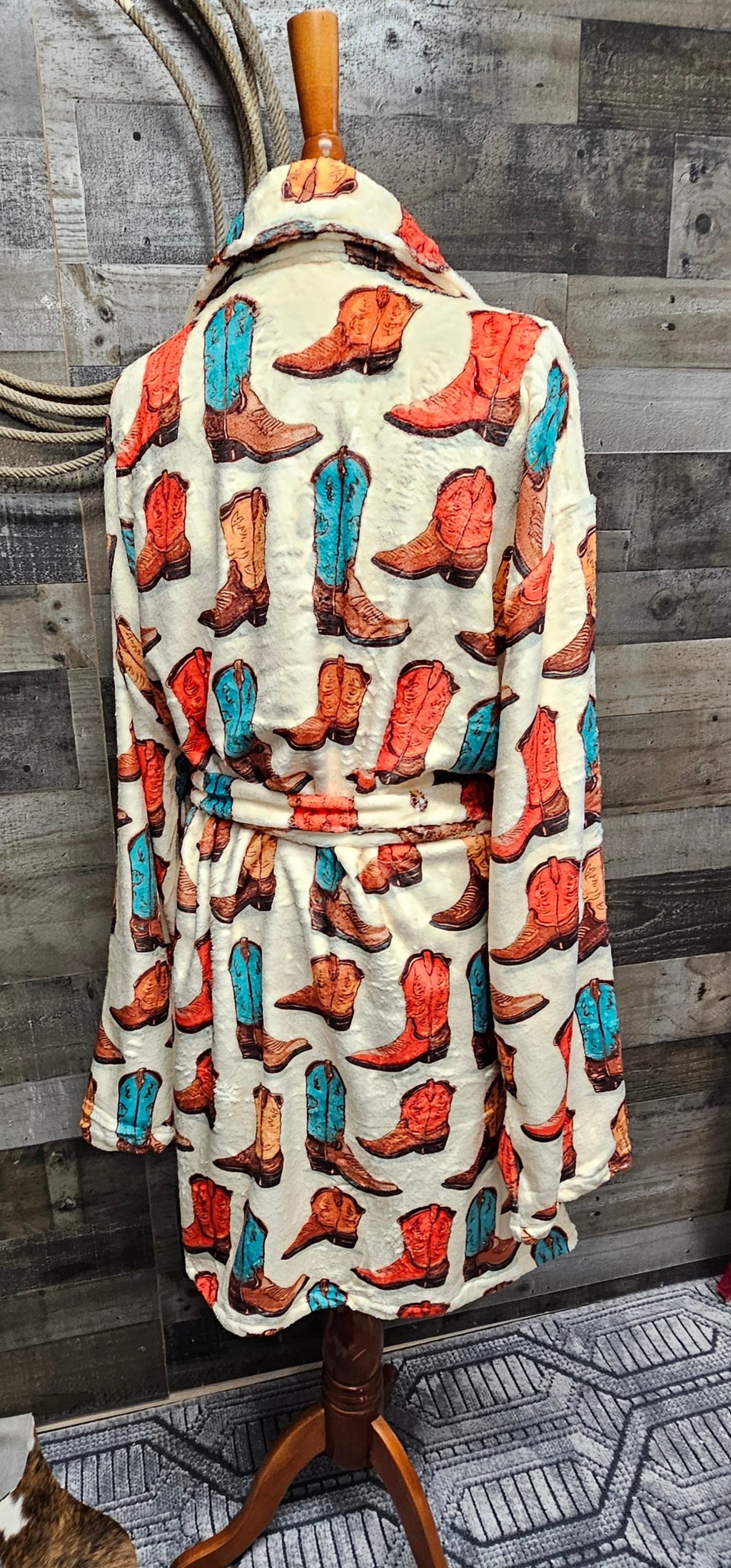 Baha Ranch Got My Boots Western Bath Robe