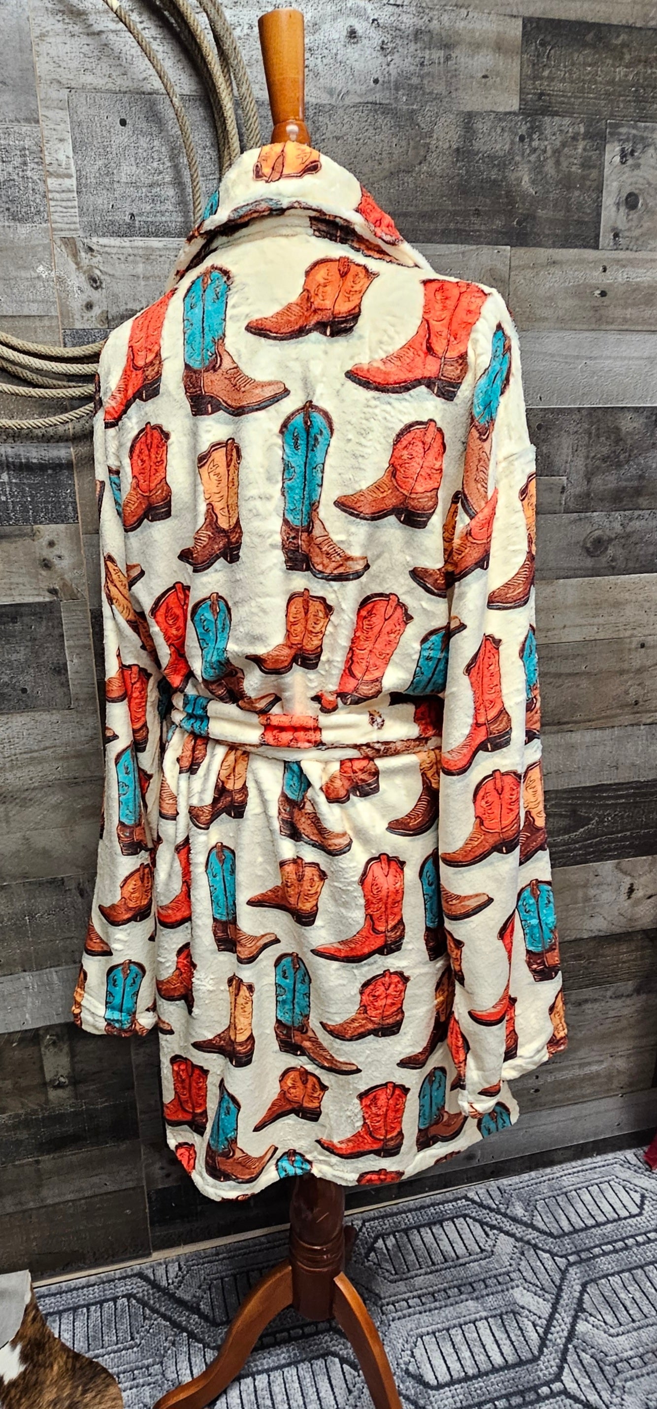 Baha Ranch Got My Boots Western Bath Robe