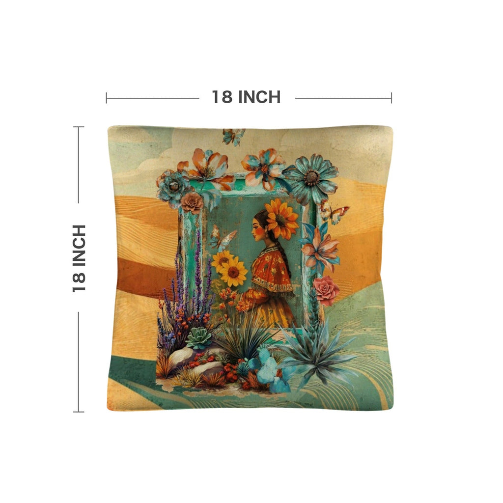 Baha Ranch Colores de Mexico Fantasia Throw Pillow Case 18x18inch Made In America