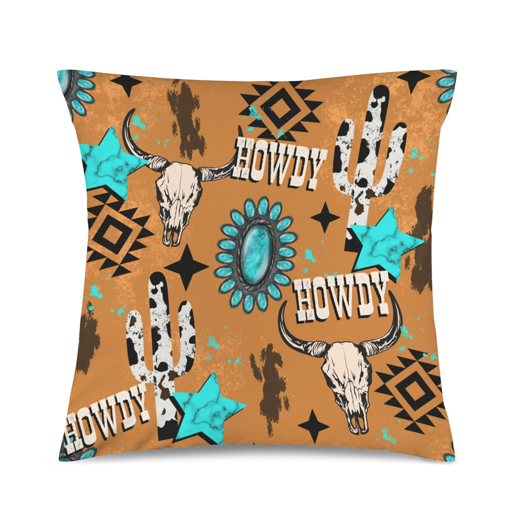 Baha Ranch Howdy Velvety Soft Throw Pillow Case Made in America
