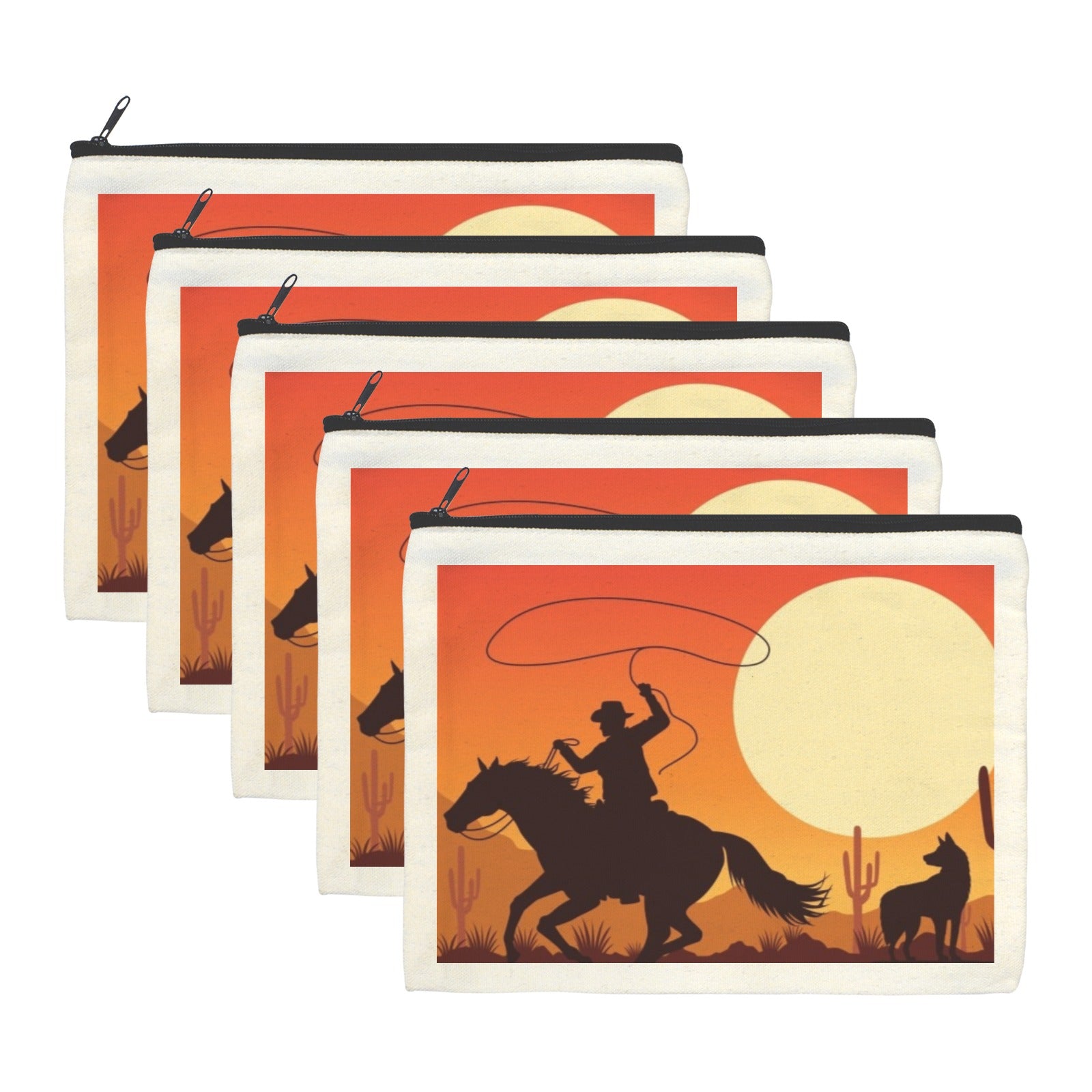 Baha Ranch Cowboy Sunset Cosmetic Bag Pack of 5 Made in America