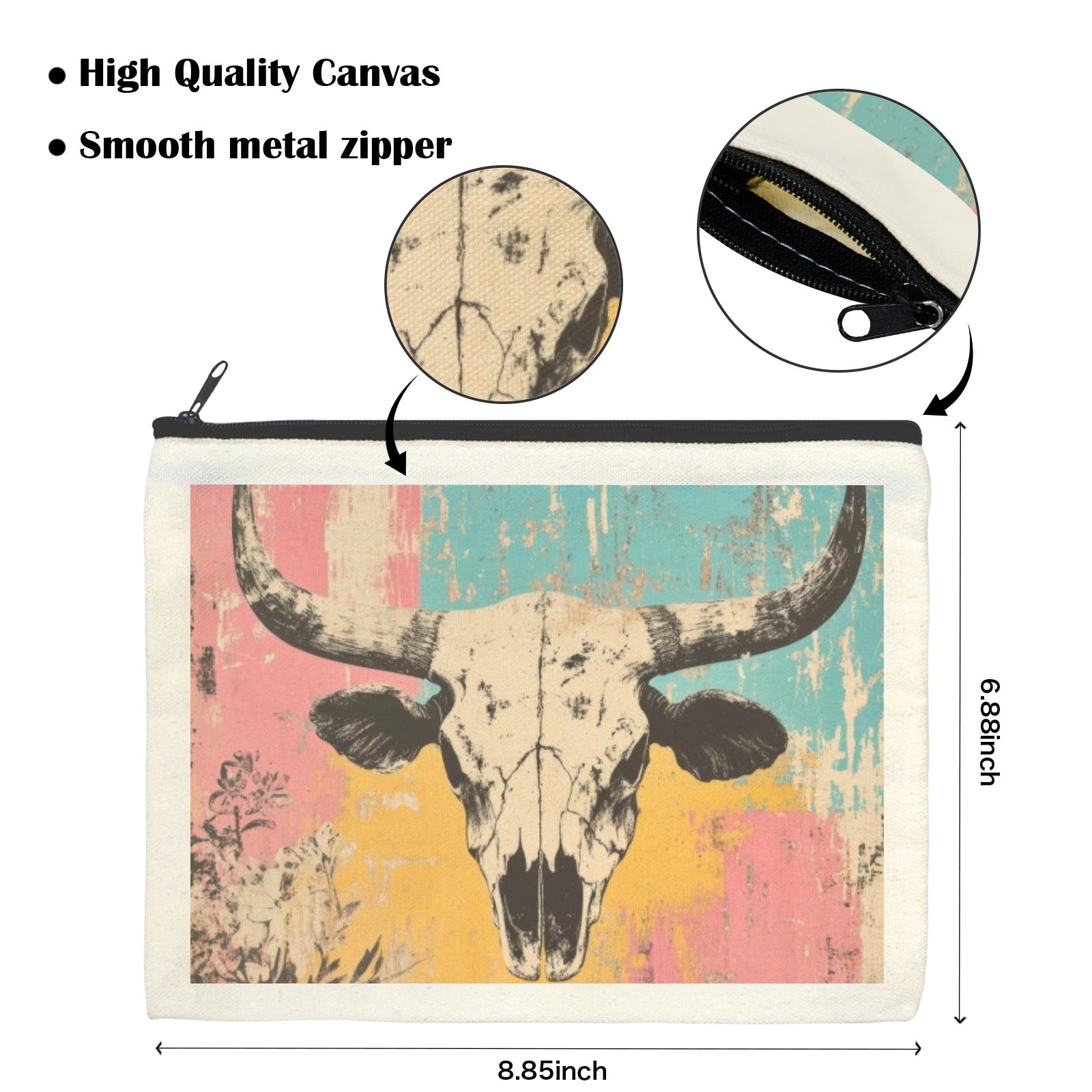 Baha Ranch Pop Western Skull Cosmetic Bag Pack of 5 Made in America