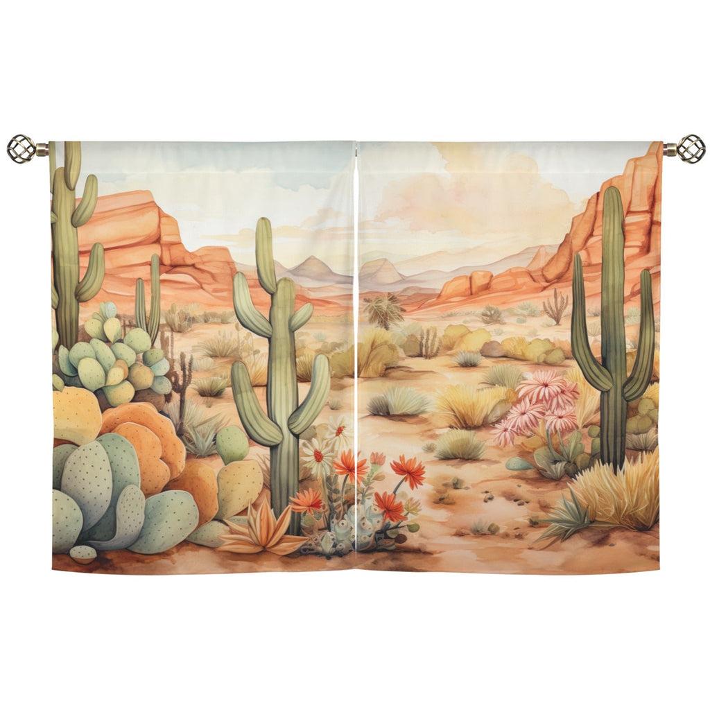 Baha Ranch Watercolor Desert Curtains 28"x40" (2-Piece) Made in America