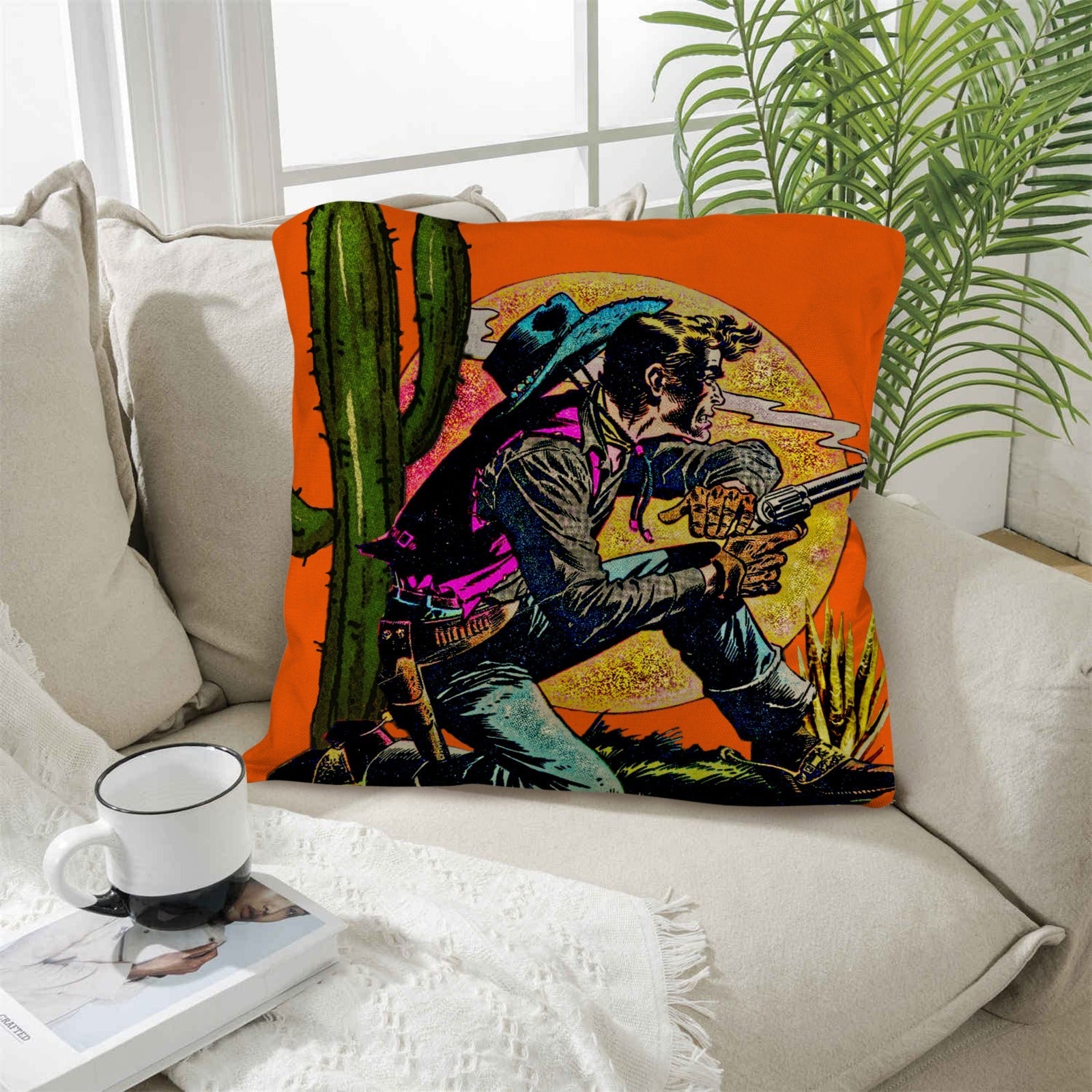 Wild West Cowboy Throw Pillow Case Made in America