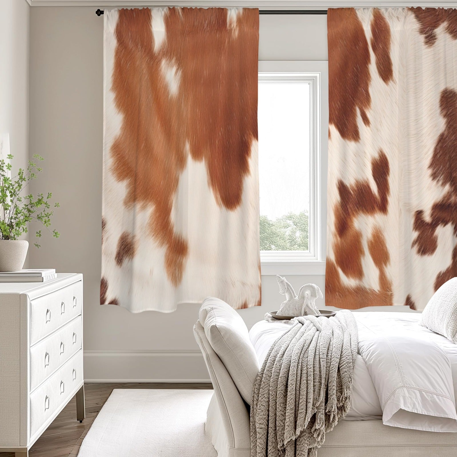 Baha Ranch Cow Hide Print Curtains 52" x 63" Made in America