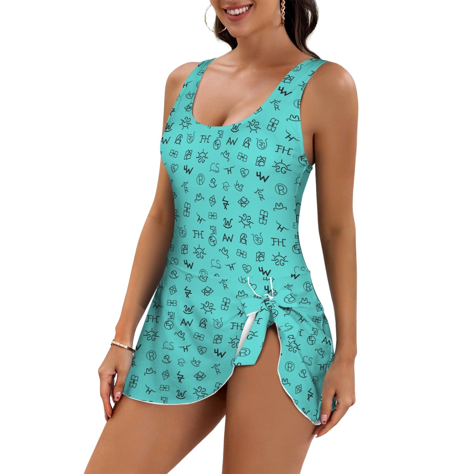 Baha Ranch Cattle Brands Skirted Swimsuit