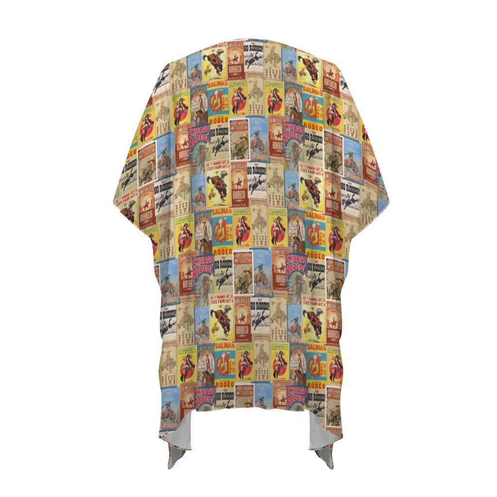 Baha Ranch Vintage Rodeo Poster Duster Kimono Coverup Women's Long Cover Up