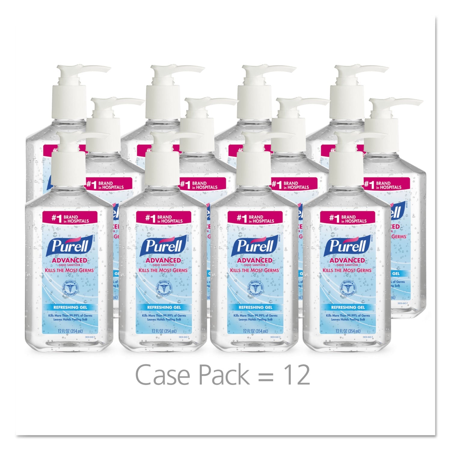 PURELL Advanced Refreshing Gel Hand Sanitizer, 12 oz Pump Bottle, Clean Scent
