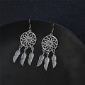 Dream Catcher Feather Turquoise Drop Earrings