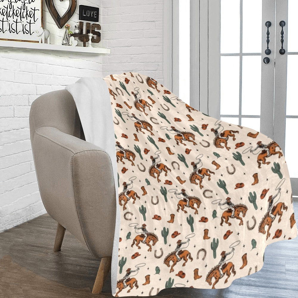 Baha Ranch Rodeo Cowboy Throw Blanket Ultra-Soft Micro Fleece Blanket 60" x 80" Made in America