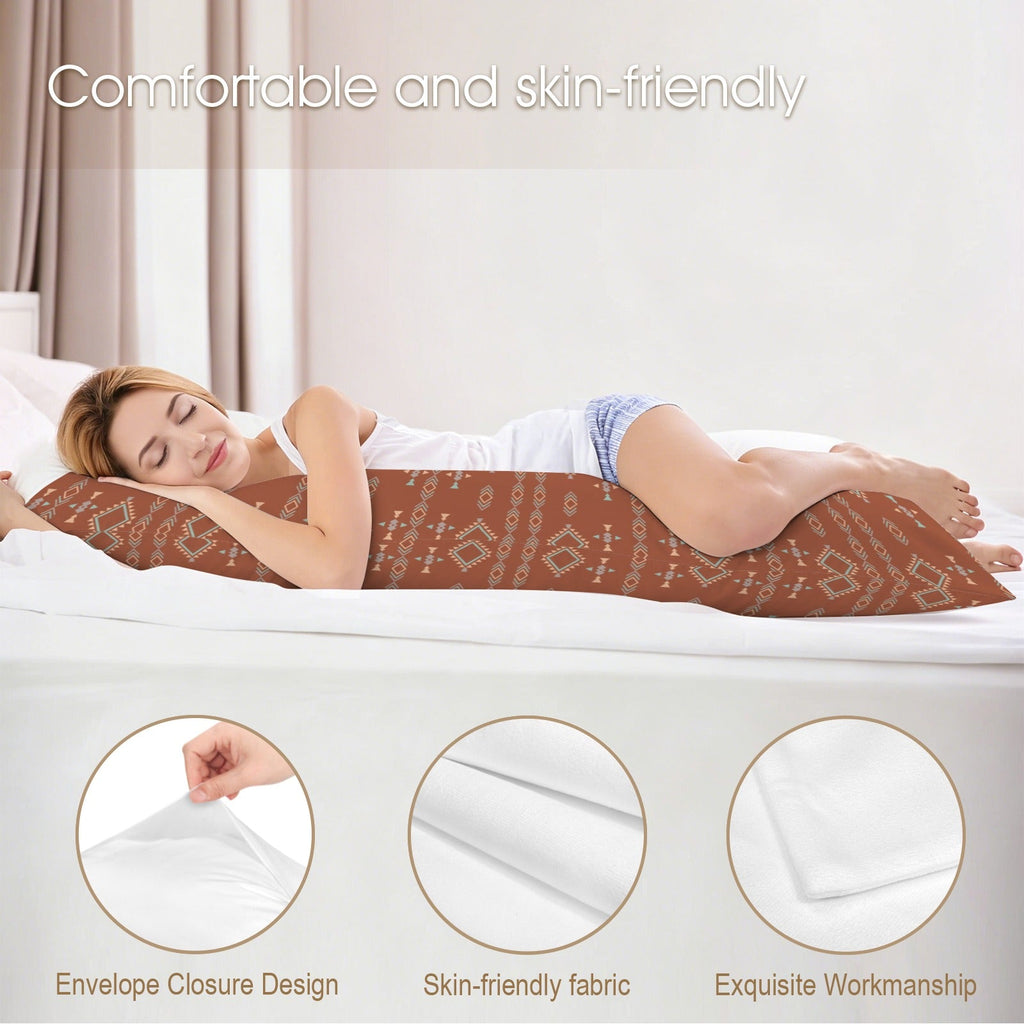 Baha Ranch Brown Aztec Body Pillow Cover Made in America