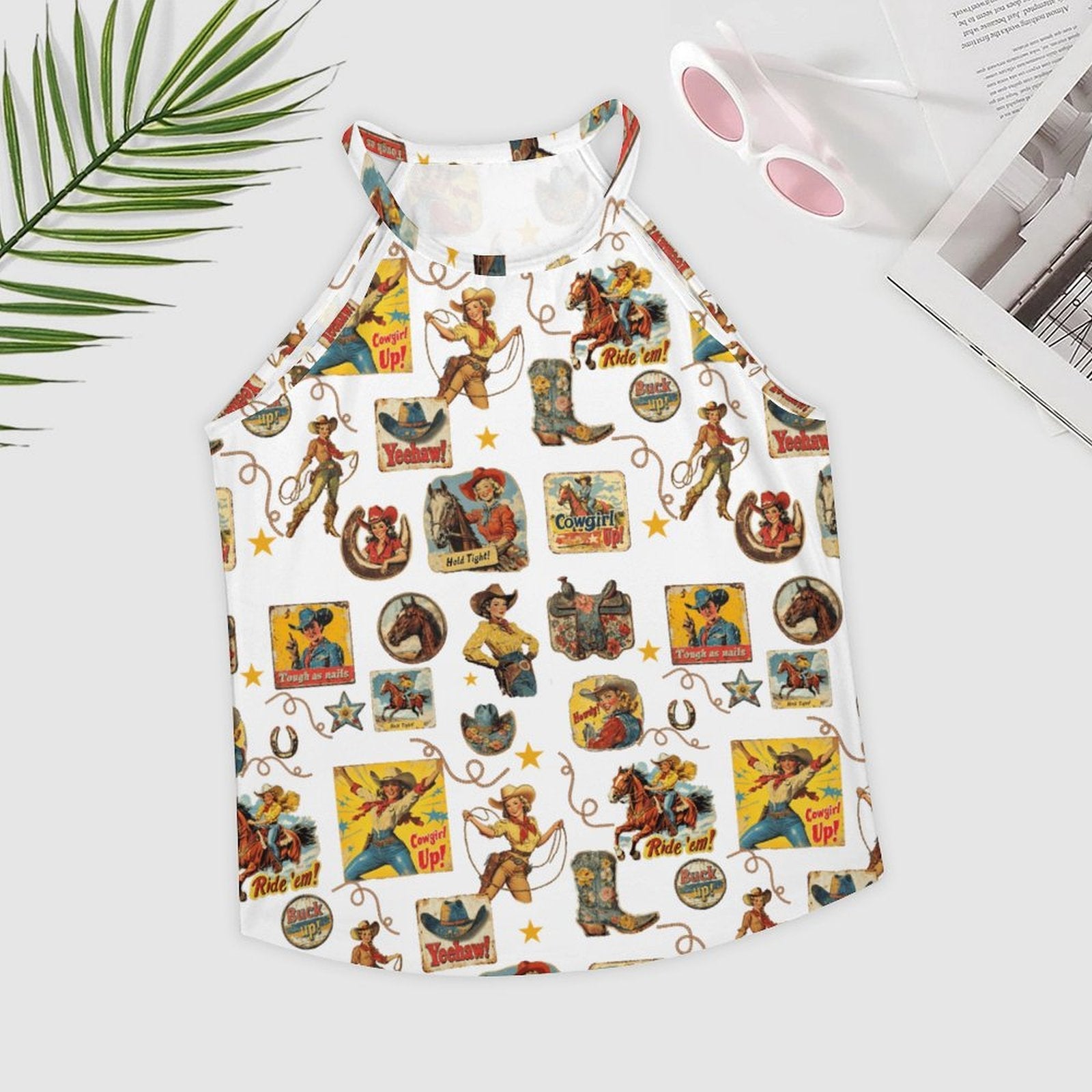 Baha Ranch Vintage Cowgirl Collage Western Tank Top