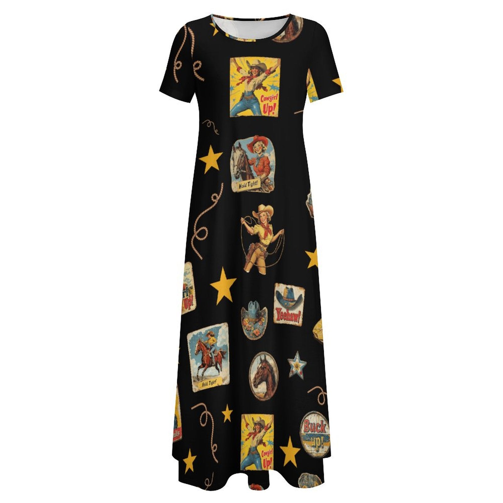 Baha Ranch Vintage Cowgirl Collage Western Dress