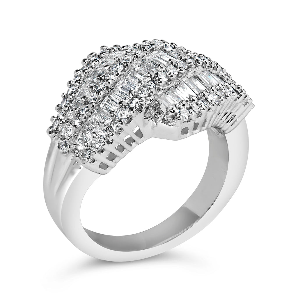 14K White Gold Diamond Cocktail Ring Band (1 3/4 Cttw, H-I Color, SI2-I1 Clarity) - Size 6-1/2