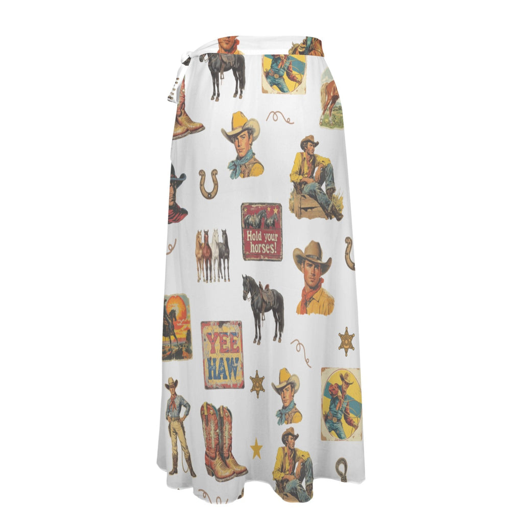 Baha Ranch Vintage Cowboy Collage Beach Coverup Skirt