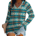 Baha Ranch Teal Aztec Long Sleeve Top