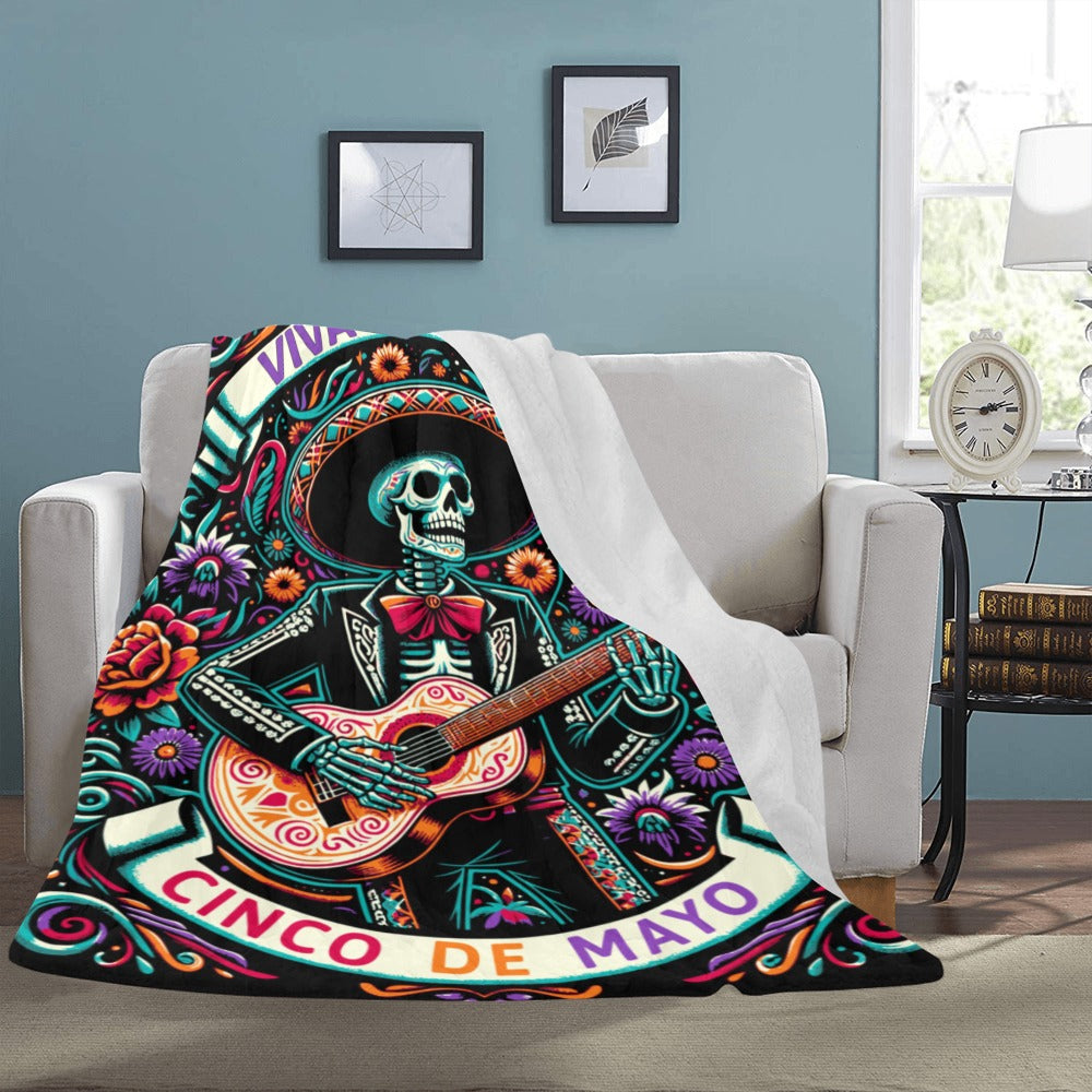 Baha Ranch Cinco De Mayo Dia de los Muertes Throw Blanket Ultra-Soft Micro Fleece Blanket 60" x 80" Made in America