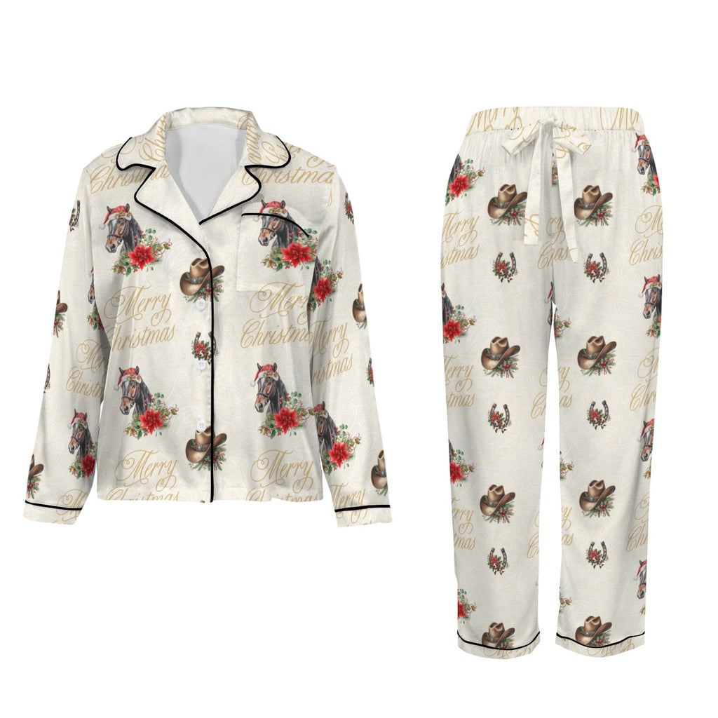 Baha Ranch Christmas Horses Satin Western Pajamas