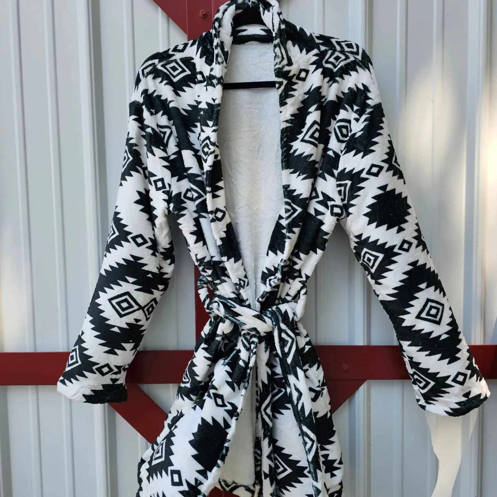 Baha Ranch Black Aztec Women's Western Bath Robe