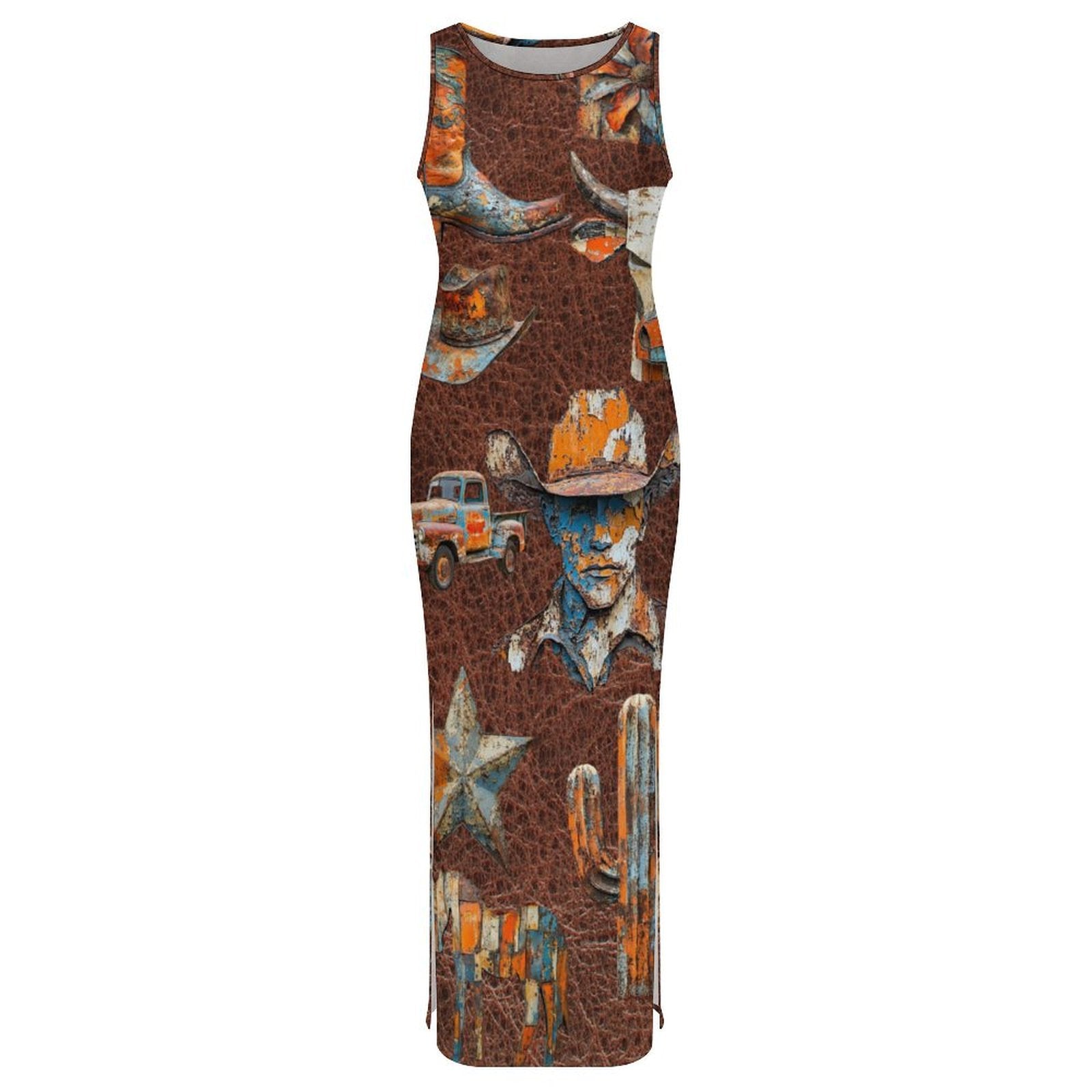 Baha Ranch Cowboy Treasures Bodycon Maxi Dress