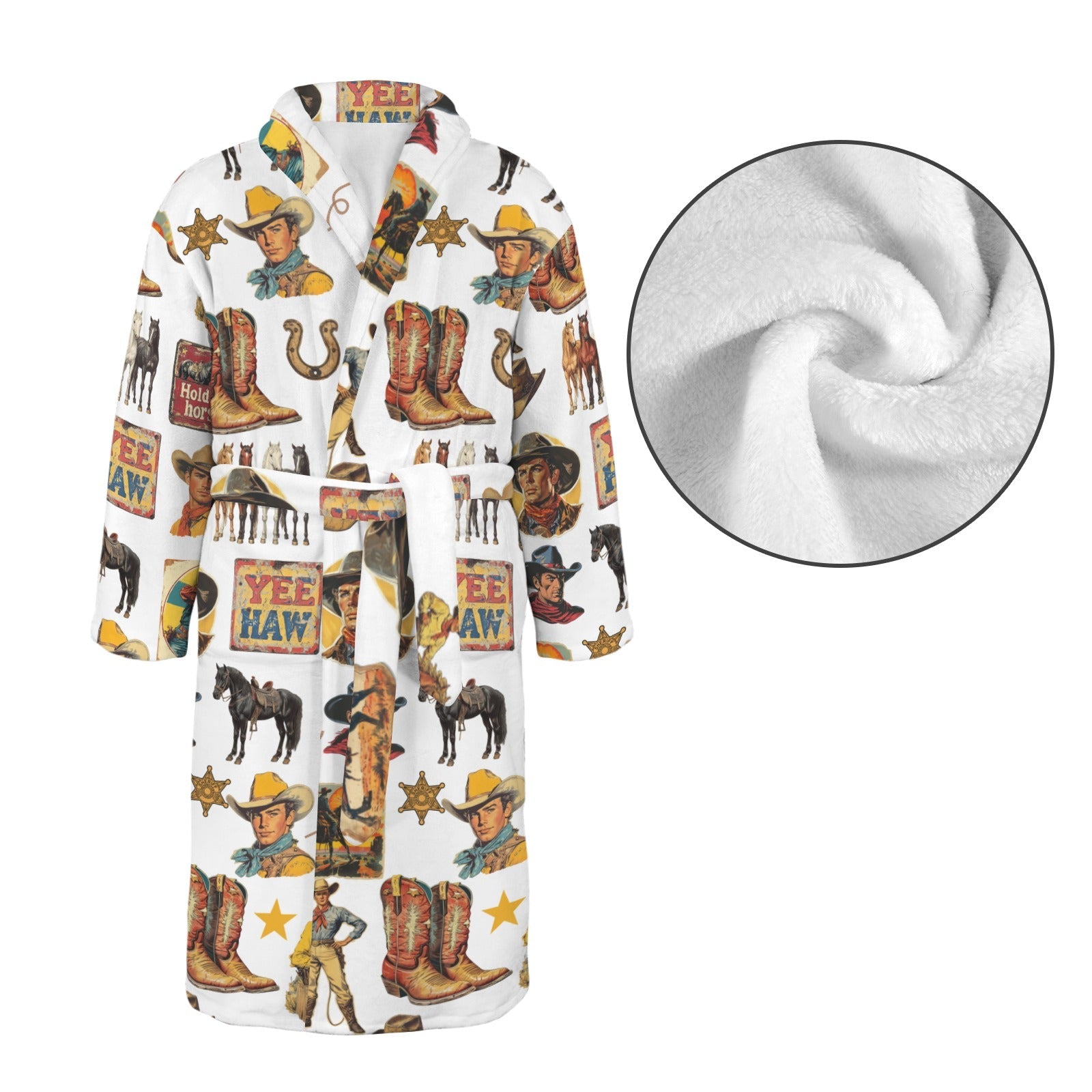 Baha Ranch Cowboy Collage Western Men's Bath Robe