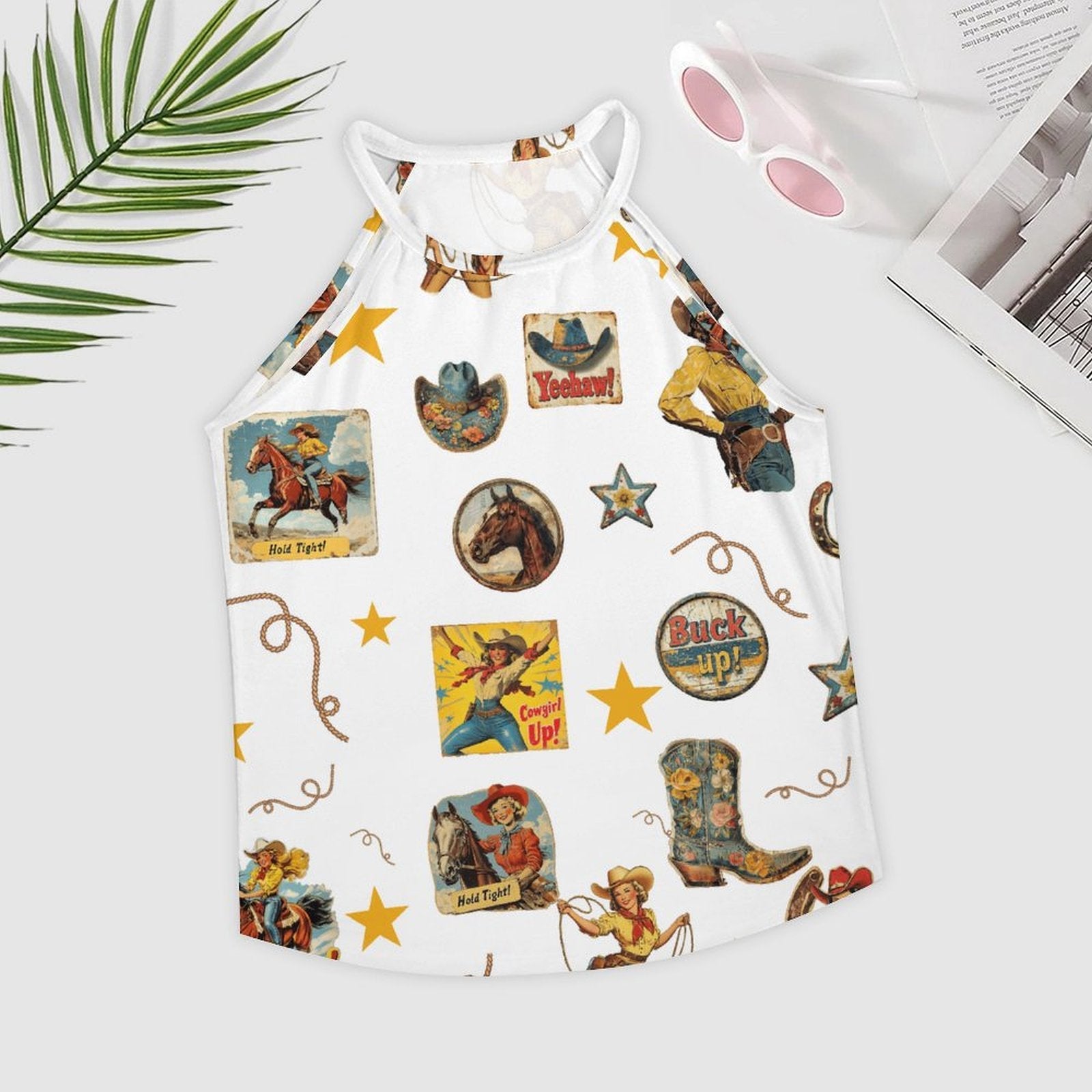 Baha Ranch Vintage Cowgirl Collage Western Tank Top