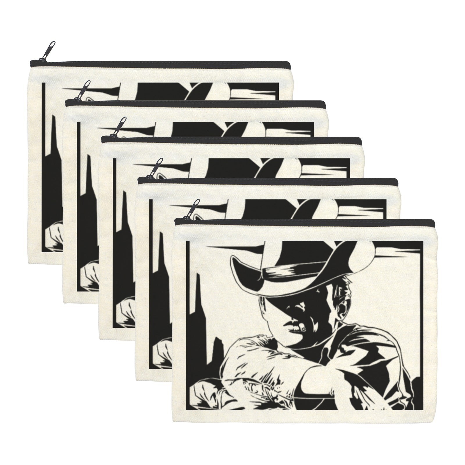 Baha Ranch Black White Cowboy Cosmetic Bag Pack of 5 Made in America