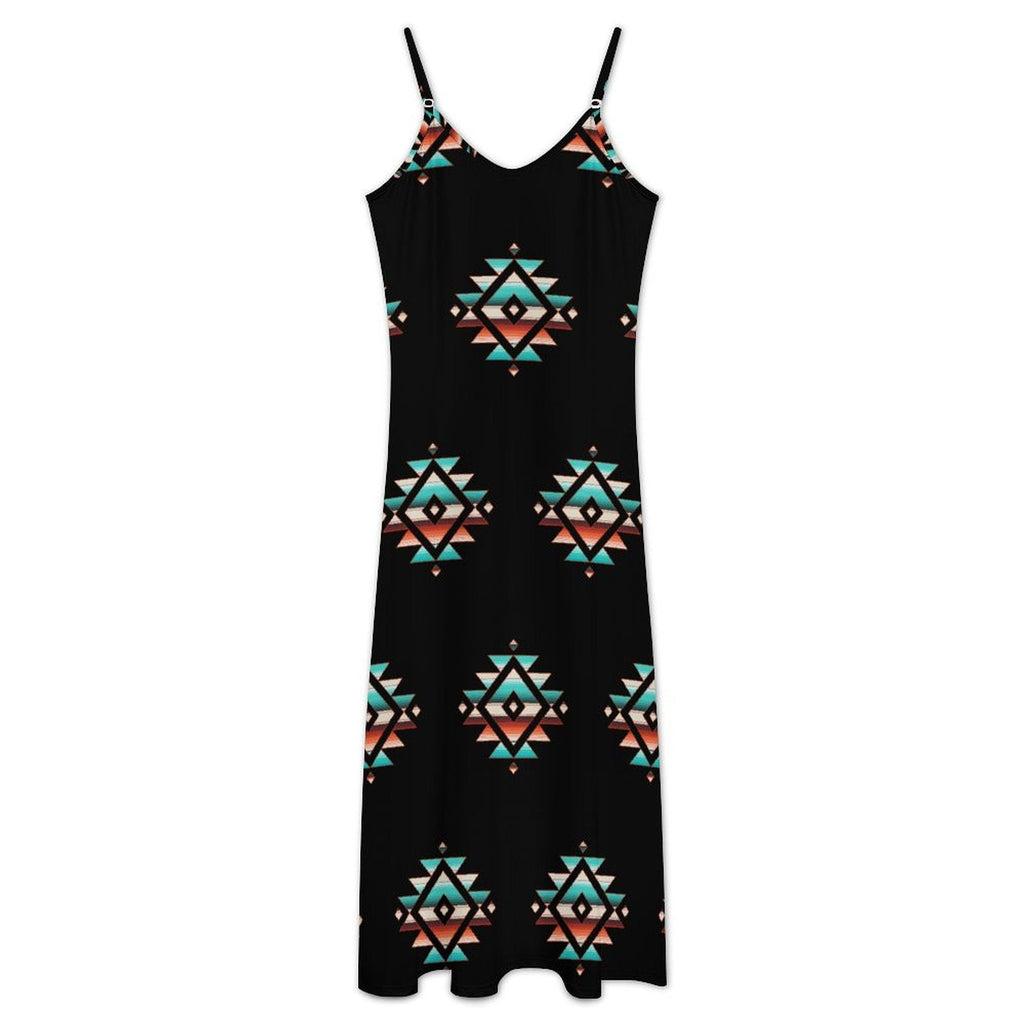 Baha Ranch Southwestern Aztec Western Maxi Dress