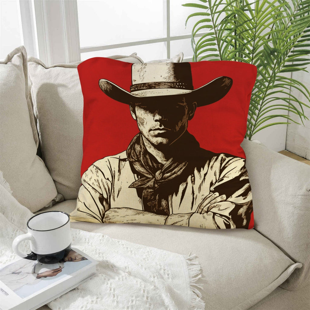 Baha Ranch Serious Cowboy Throw Pillow Case Made in America