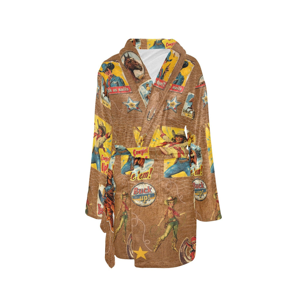 Baha Ranch Vintage Cowgirl Collage Bath Robe