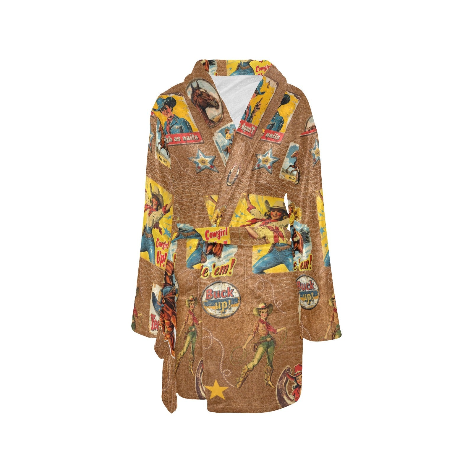 Baha Ranch Vintage Cowgirl Collage Bath Robe