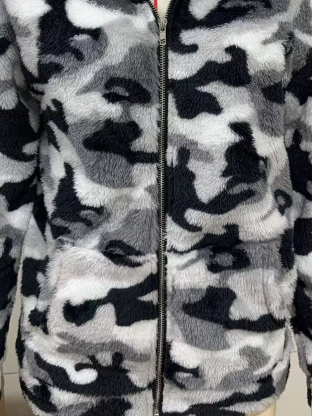 Fuzzy Camo Zip-Up Hoodie