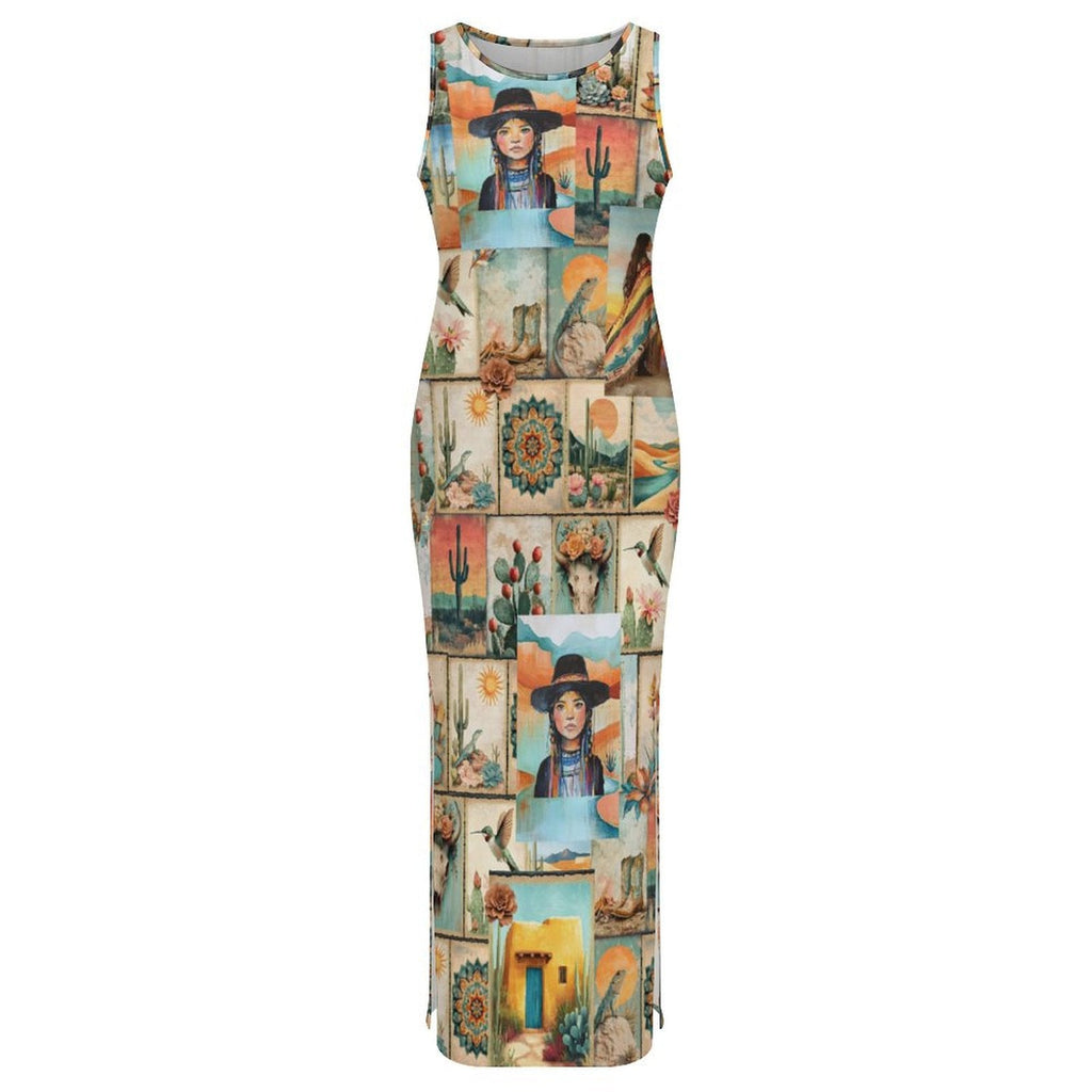 Baha Ranch New Colores De Mexico Pictures of the Southwest Bodycon Side Slit Long Dress