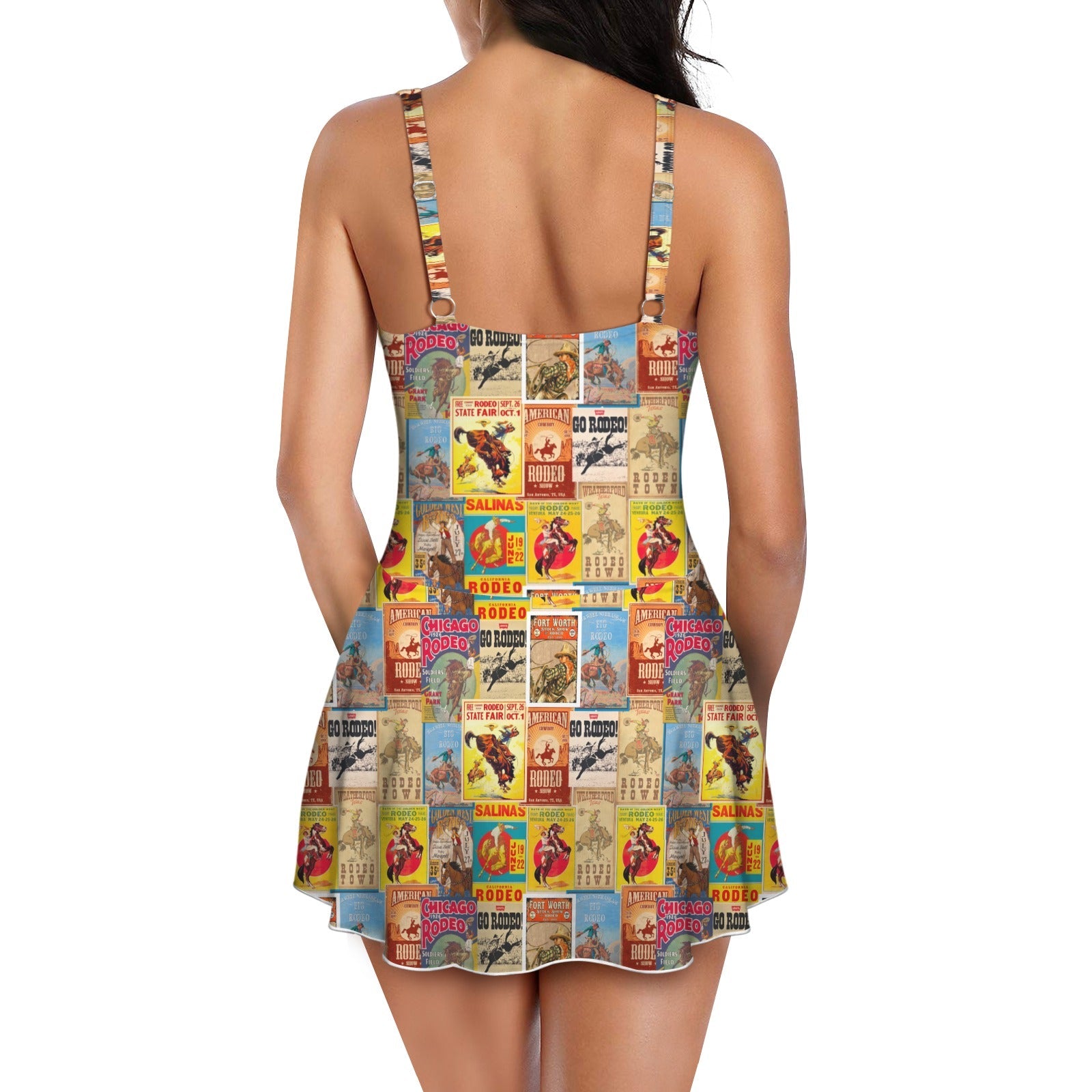 Baha Ranch Vintage Rodeo Poster Skirted Swimsuit