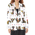 Baha Ranch Colores de Mexico Mexican Talavera Floral Animals Blazer in White
