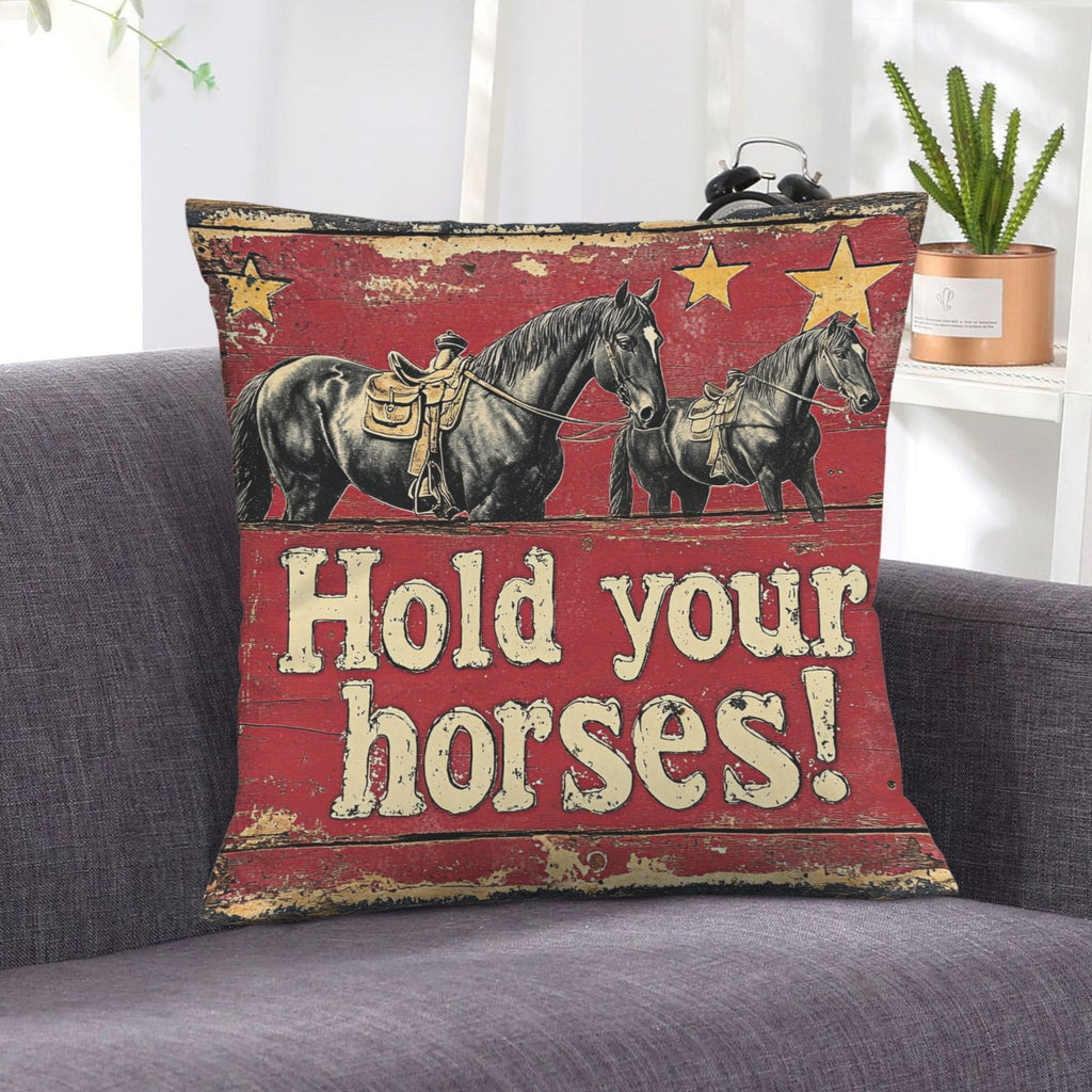 Baha Ranch Hold Your Horses Velvety Soft Pillow Case Made in America