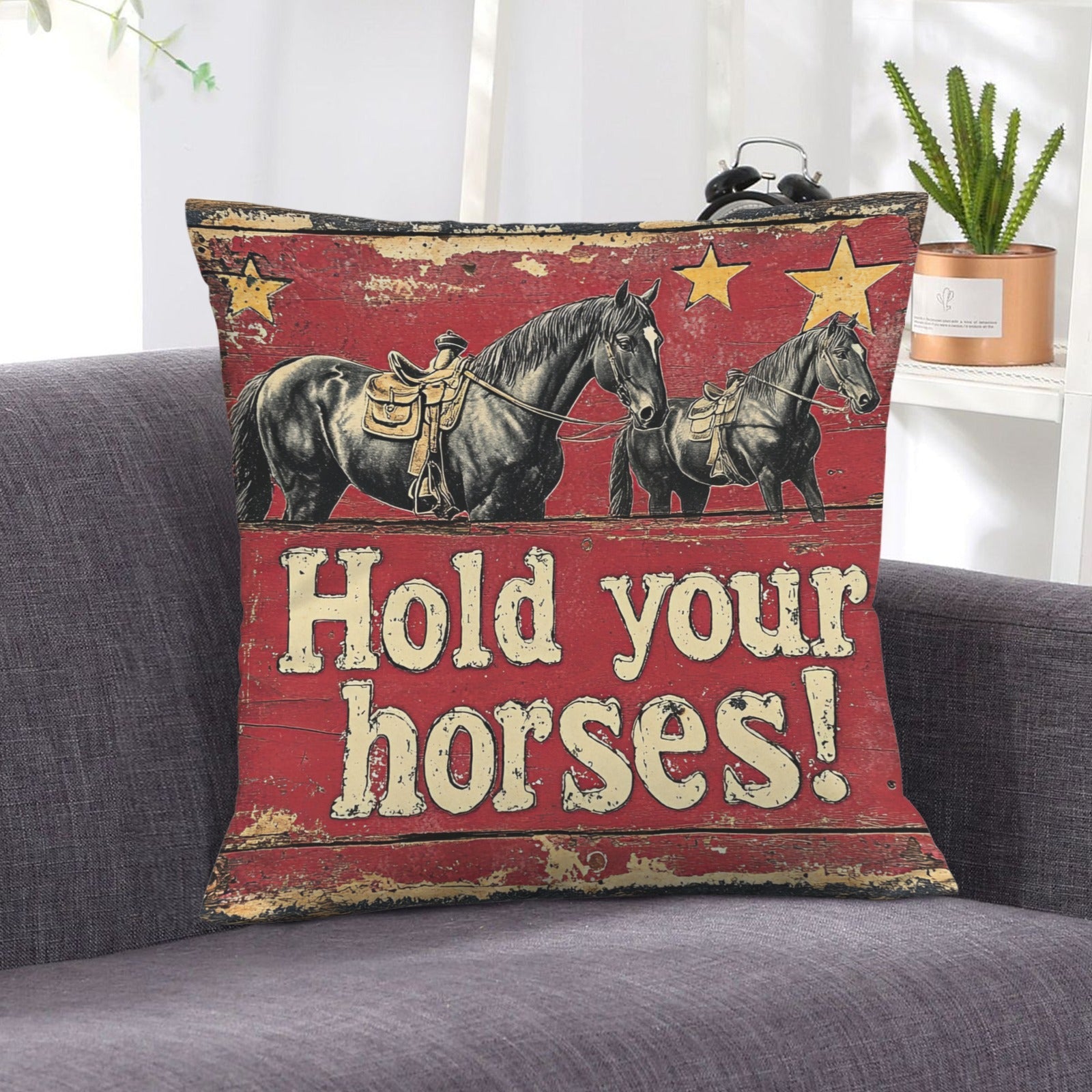 Baha Ranch Hold Your Horses Velvety Soft Pillow Case Made in America