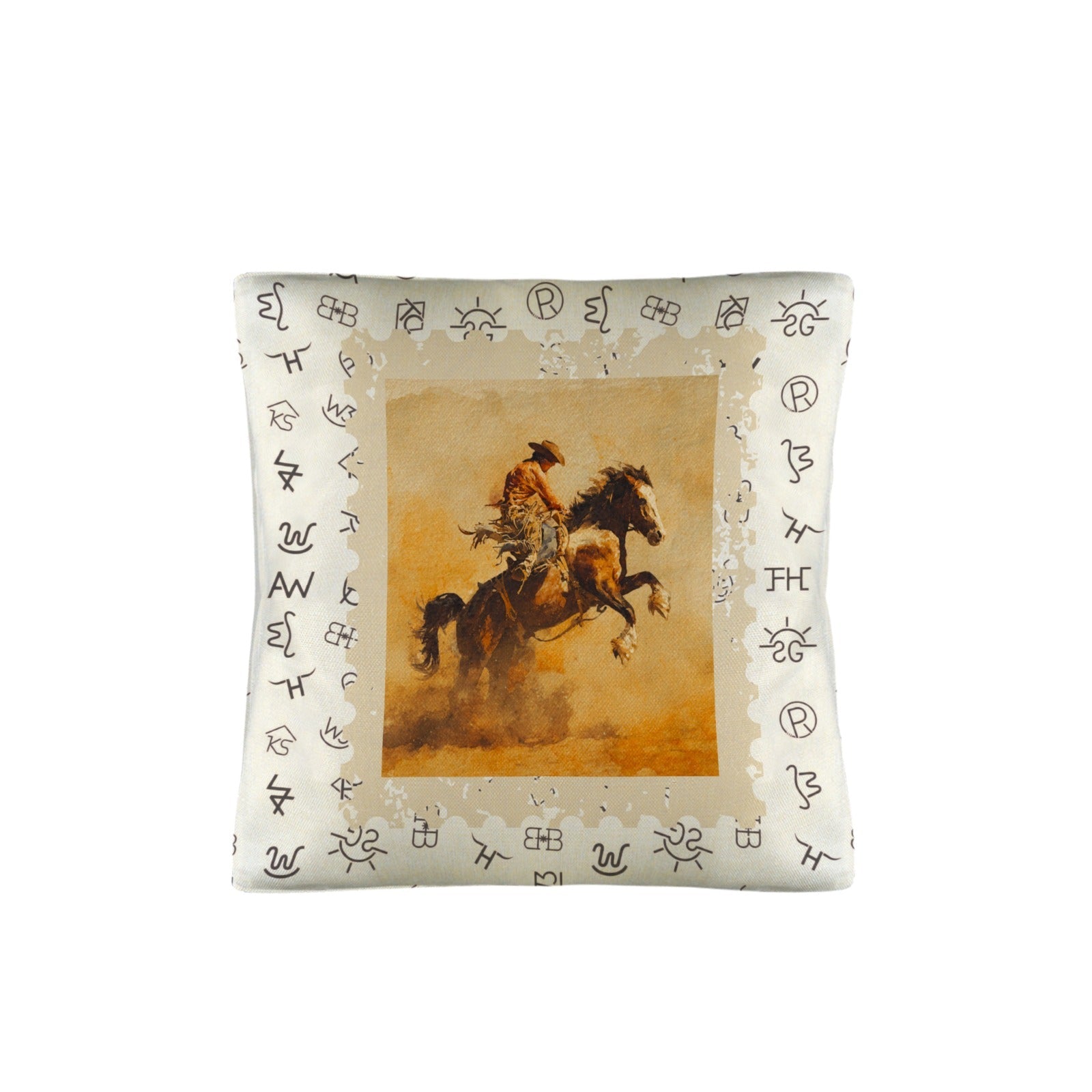 Baha Ranch Vintage Rodeo Stamp Throw Pillow Made in America