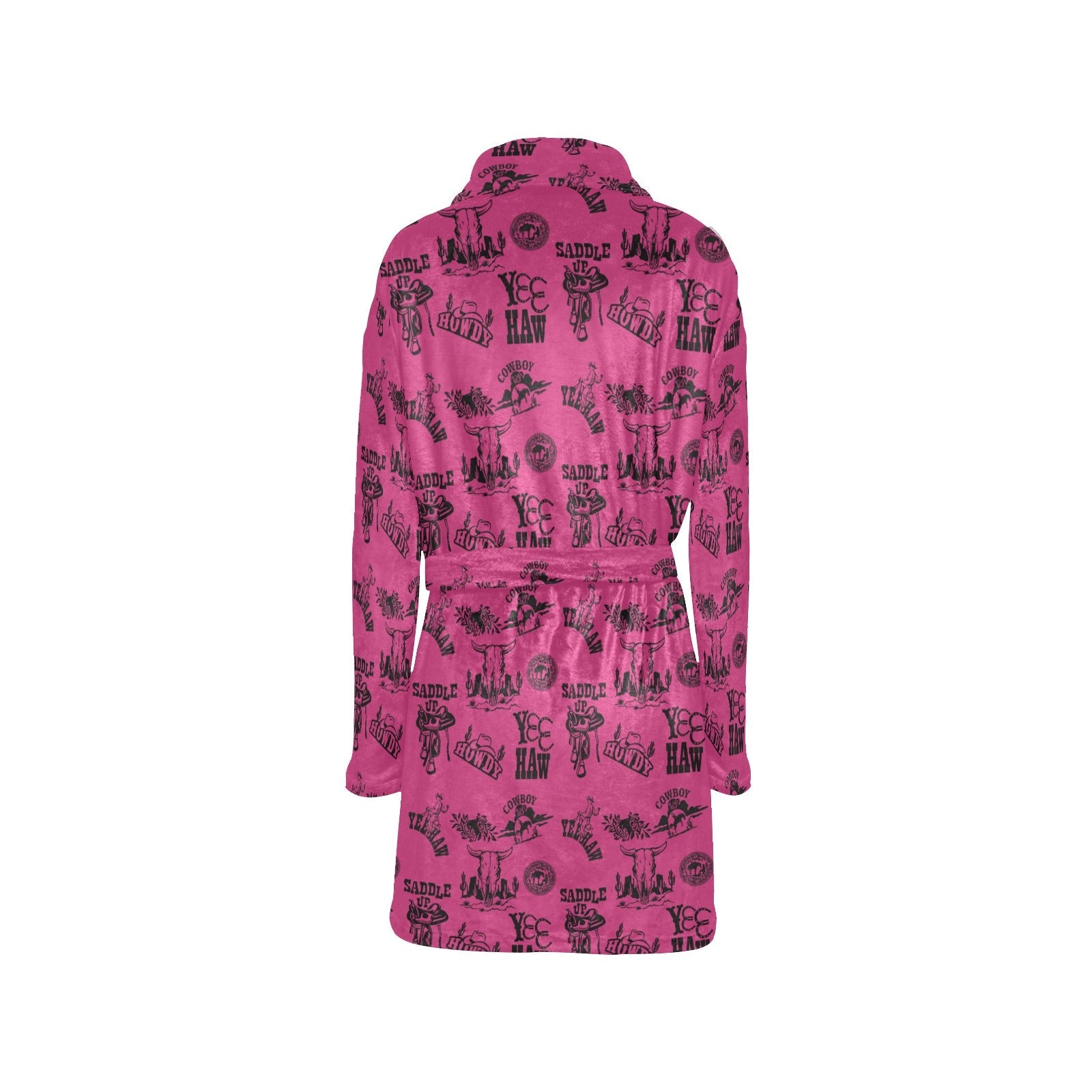 Baha Ranch Pink Cowboy Print Western Bath Robe