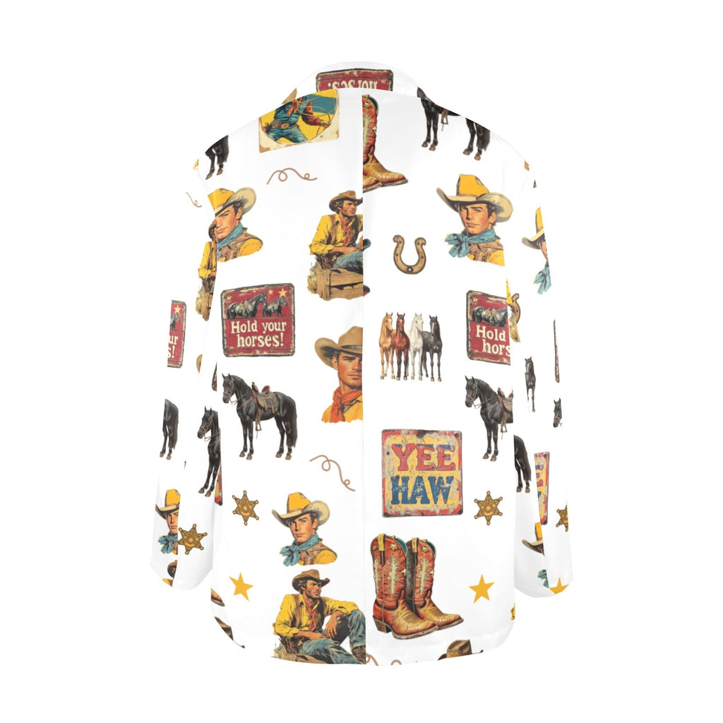 Baha Ranch Vintage Cowboy Collage Western Women's Blazer