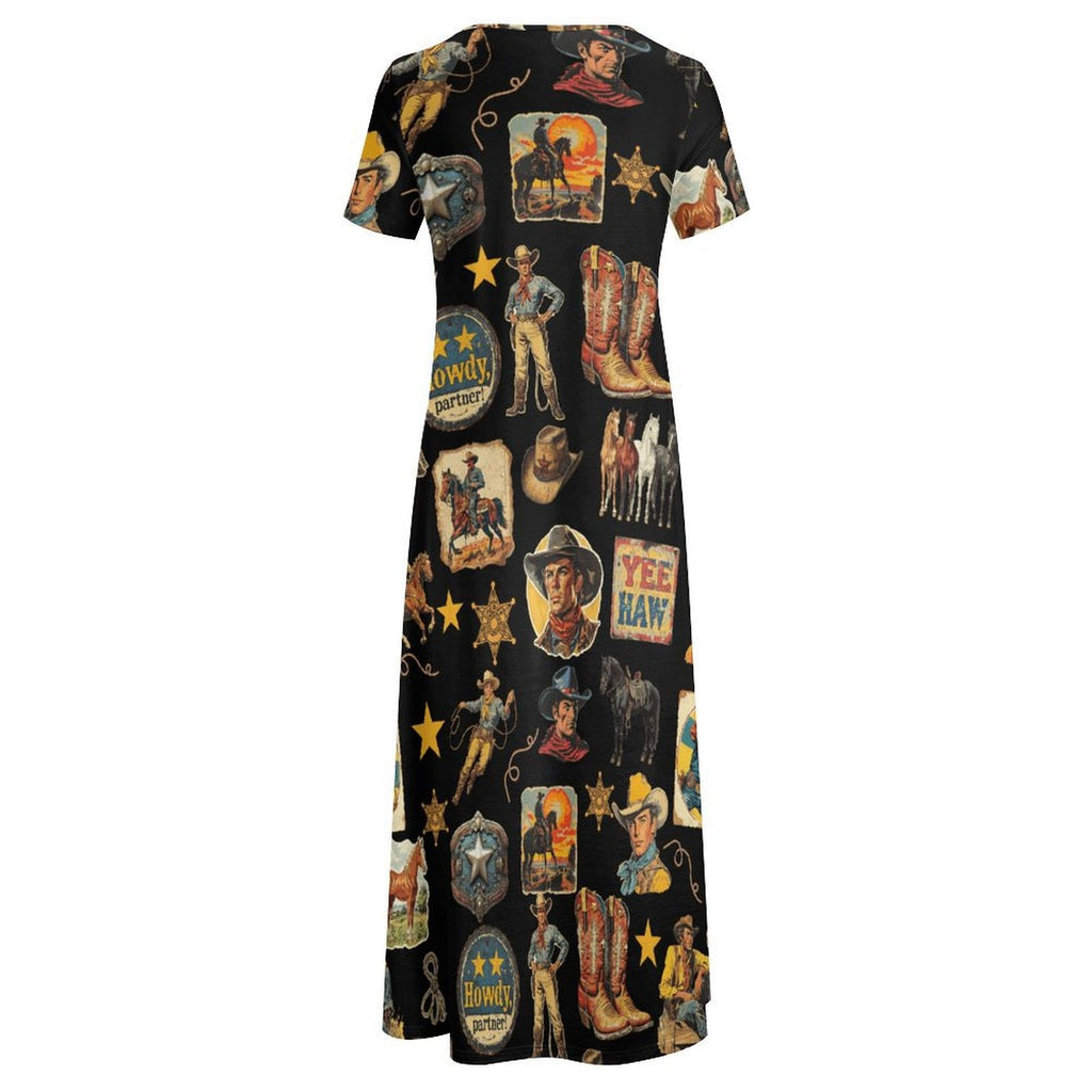 Baha Ranch Vintage Cowboy Collage Western Dress