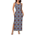 Baha Ranch Colores de Mexico Talavera Sleeveless Bodycon Side Slit Long Dress