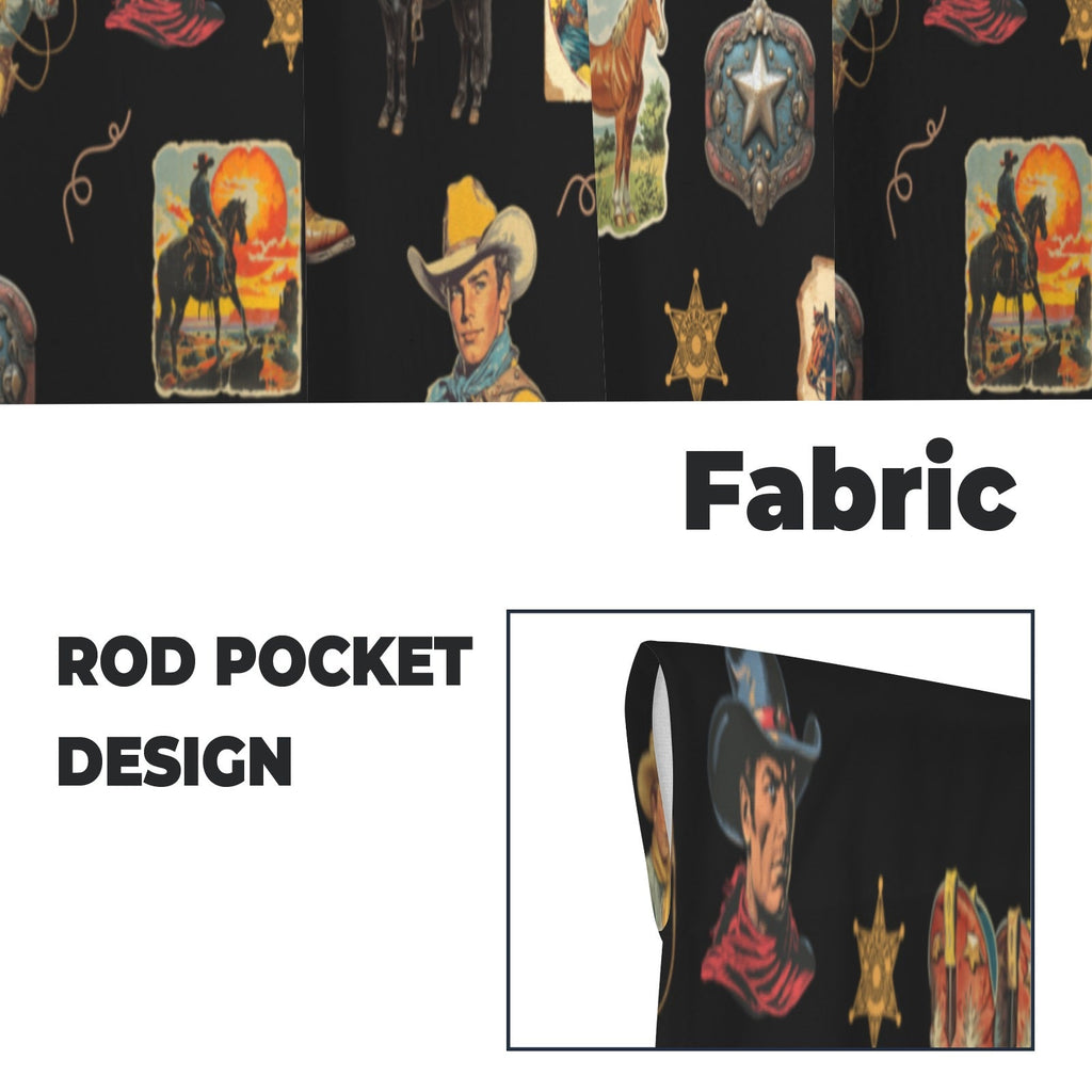 Baha Ranch Vintage Cowboy Collage Western Curtains 28" x 40" Made in America