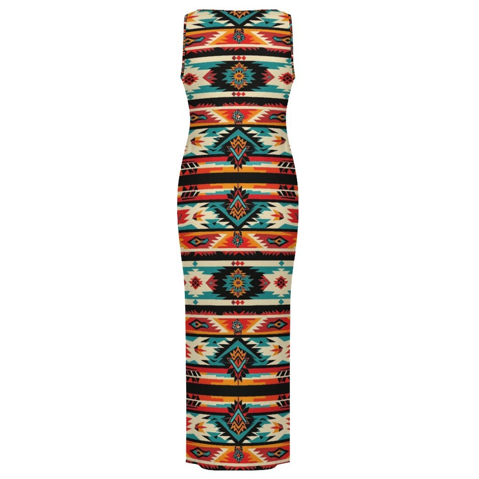 Baha Ranch Santa Fe Sleeveless Bodycon Side Slit Western Maxi Long Dress