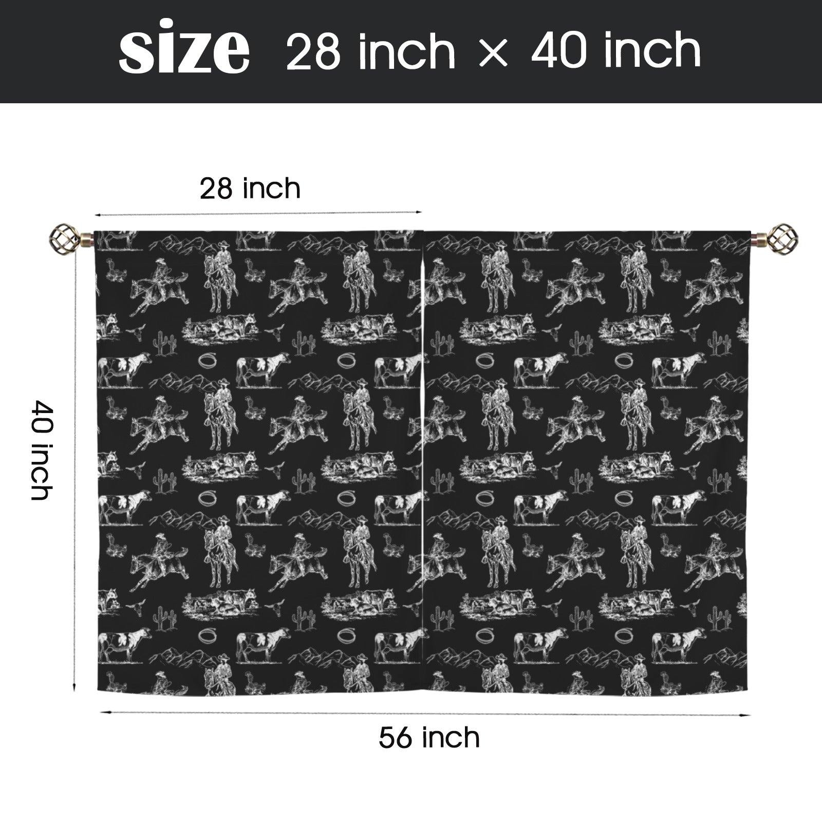 Baha Ranch Ranch Life Window Curtains 28"x40" (2-Piece) Made in America